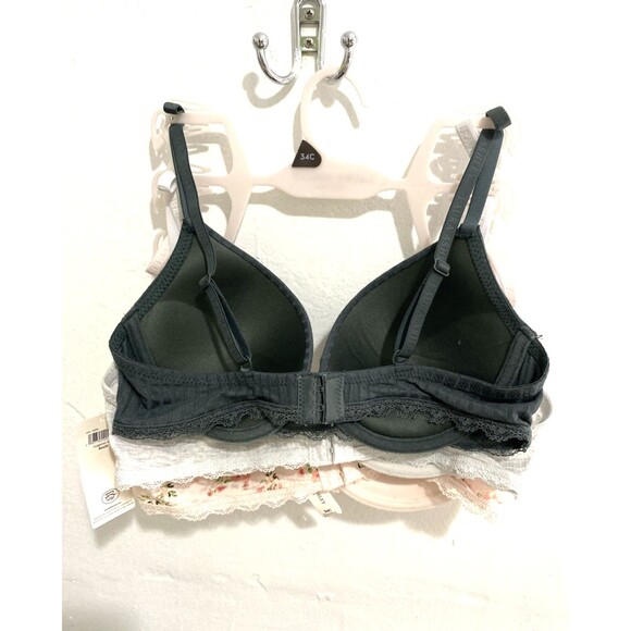 Laura Ashley Push Up Bra Women’s Comfort 3 Pack Size 34C Floral Gray Pink Lace - Picture 5 of 12